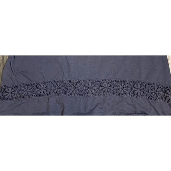 Mossimo Supply Co Womens Blue Gray Sleeveless Tank Top Crochet Lace Hi-Lo Hem M - Picture 7 of 13
